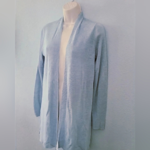 Eileen Fisher Women's Open Front Cardigan Sweater Size Large, Light Blue, Sheer - Picture 1 of 7